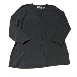 SILX | 100% Silk Navy Blouse